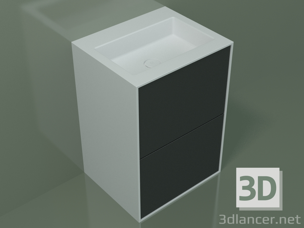 3D Modell Waschbecken mit Schubladen (03UC36401, Deep Nocturne C38, L 60, P 50, H 85 cm) - Vorschau