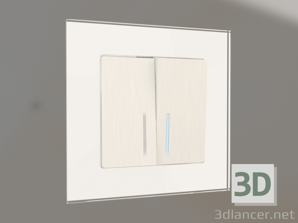 modèle 3D Interrupteur double avec rétroéclairage (ondulé en nacre) - preview