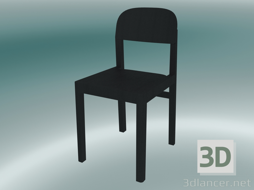 3D Modell Werkstattstuhl (schwarz) - Vorschau