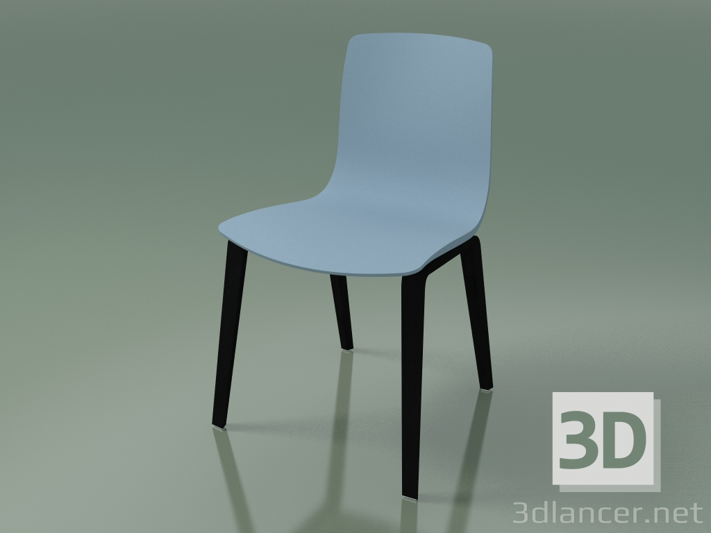 modello 3D Sedia 3947 (4 gambe in legno, polipropilene, betulla nera) - anteprima
