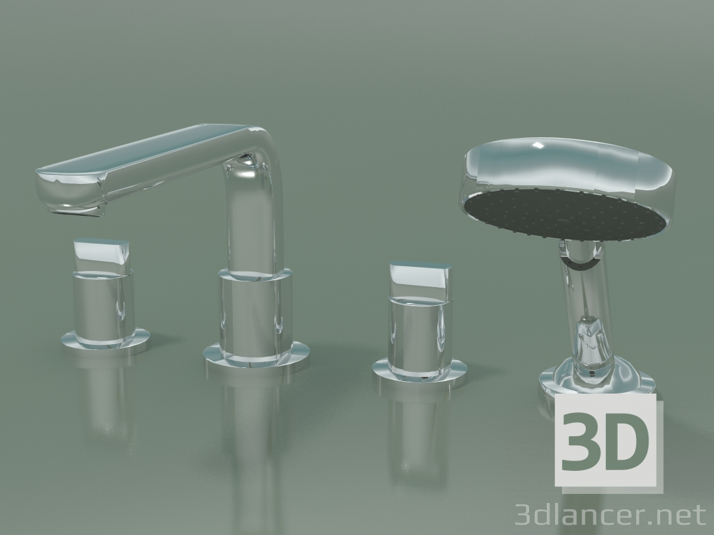 modèle 3D Mitigeur baignoire 4 trous sur jante (31447000) - preview