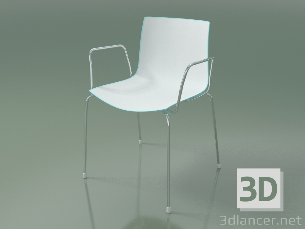 3D Modell Stuhl 0251 (4 Beine mit Armlehnen, zweifarbiges Polypropylen, Chrom) - Vorschau
