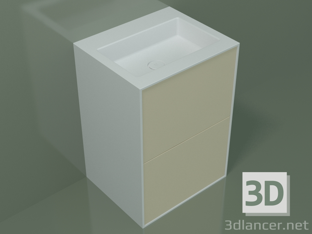 Modelo 3d Lavatório com gavetas (03UC36401, Bone C39, L 60, P 50, H 85 cm) - preview