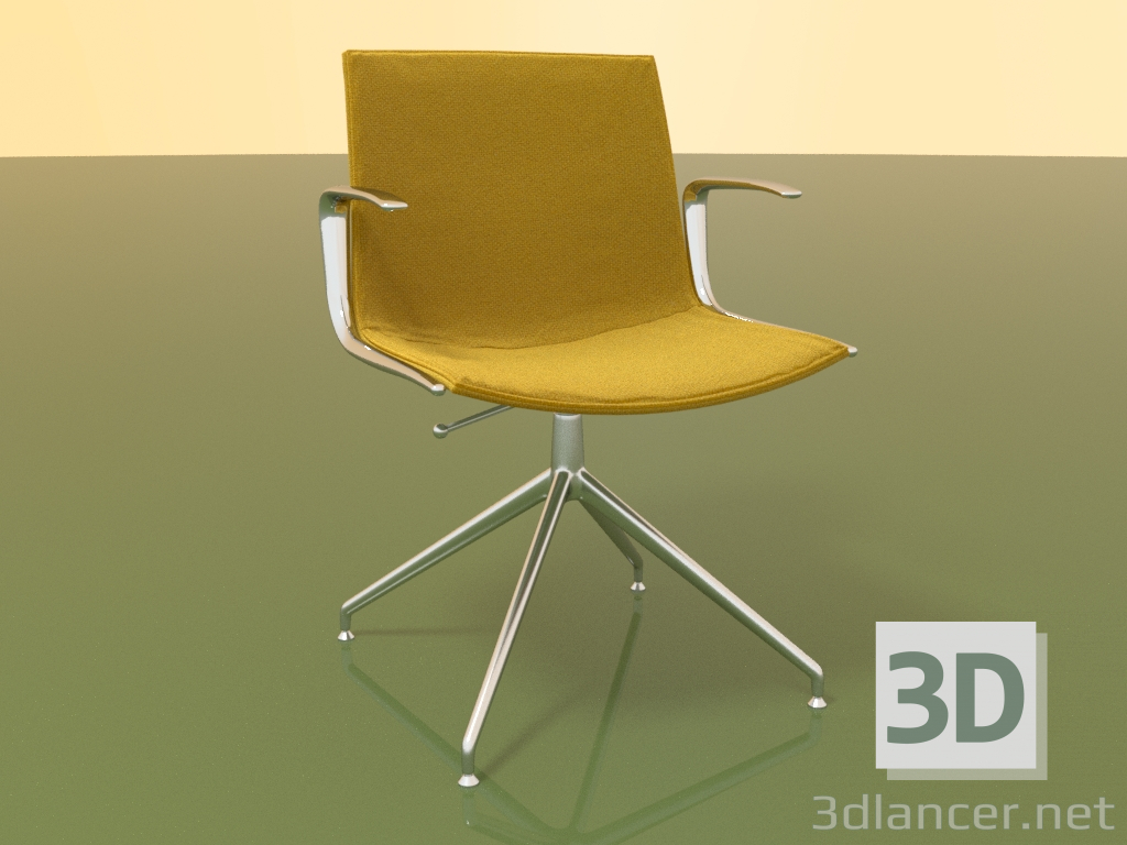 modello 3D Sedia 6204 (4 gambe, girevole, con braccioli, LU1, con imbottitura e cuscino) - anteprima