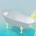 3d model Bath with gold-plated legs and mixer - preview
