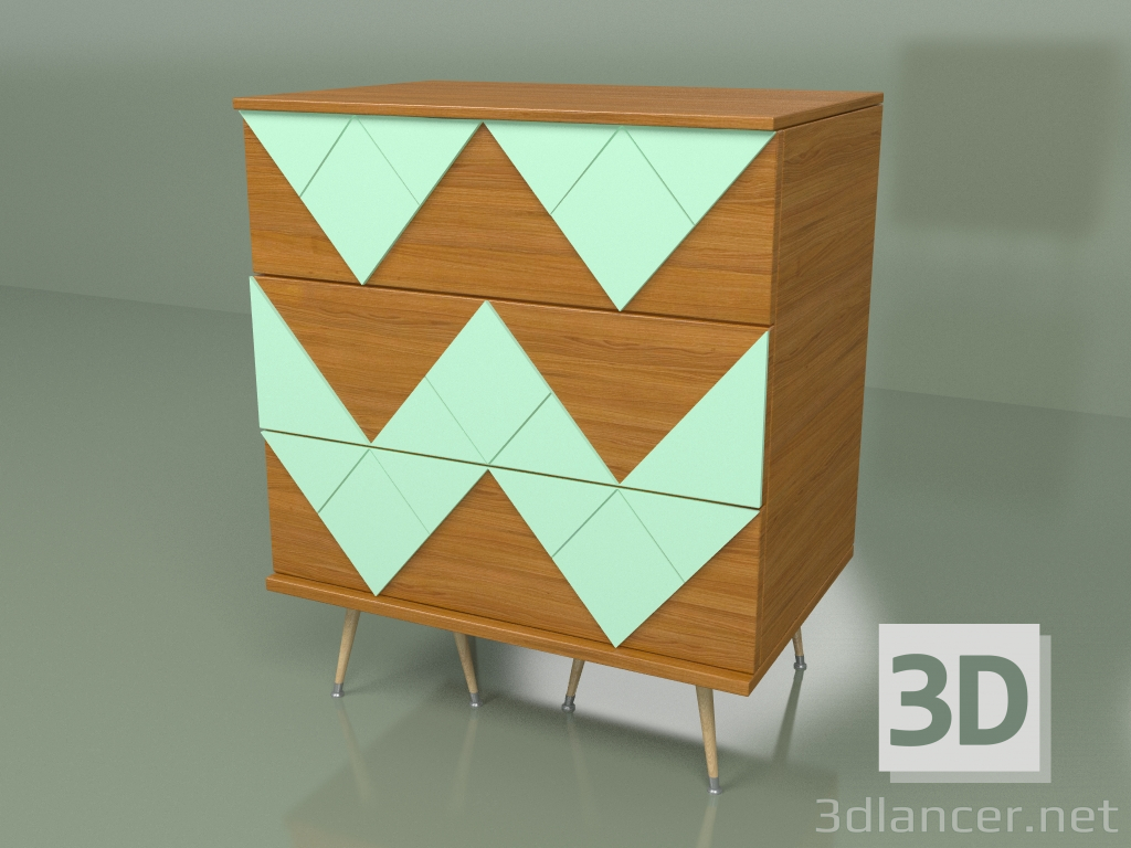 3d model Chest of drawers Lady Woo with a colored pattern (sea wave) - preview