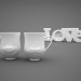 modèle 3D Decor watch Love et tasses (+ moustache de lèvre) - preview