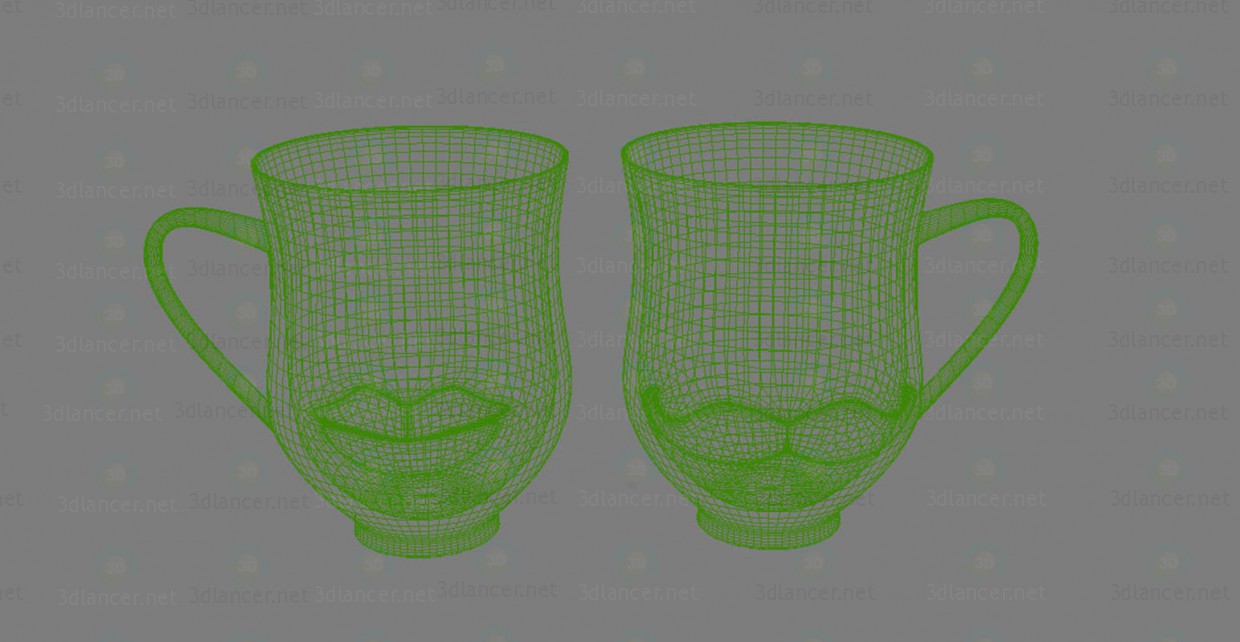 modelo 3D Reloj de decoración amor y tazas (+ bigote labio) - escuchar modelo 3D Reloj de decoración amor y tazas (+ bigote labio) - escuchar