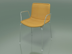 Chair 0310 (4 legs with armrests and removable leather upholstery, chrome)