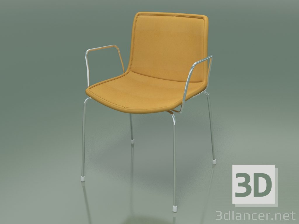 modèle 3D Chaise 0310 (4 pieds avec accoudoirs et revêtement en cuir amovible, chromé) - preview