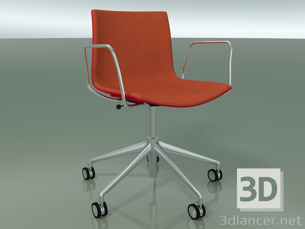 3D Modell Stuhl 0384 (5 Rollen, mit Armlehnen, LU1, mit Frontverkleidung, PO00104) - Vorschau