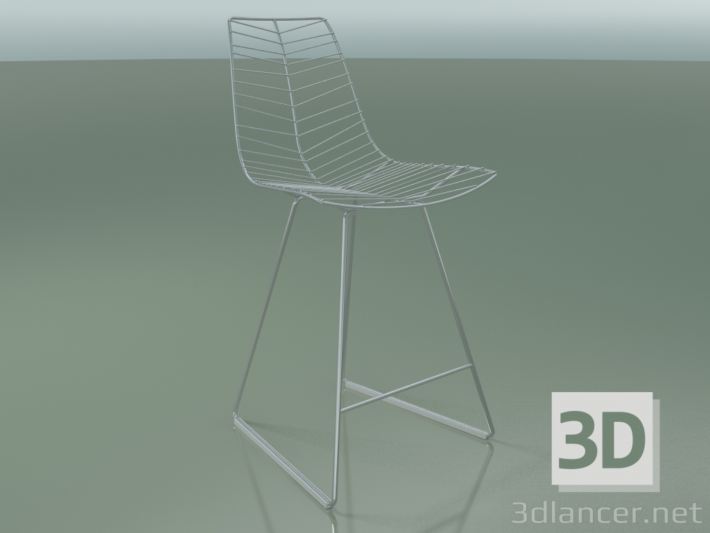3d model Bar chair 1817 (on the sled, Chrome finish steel) - preview