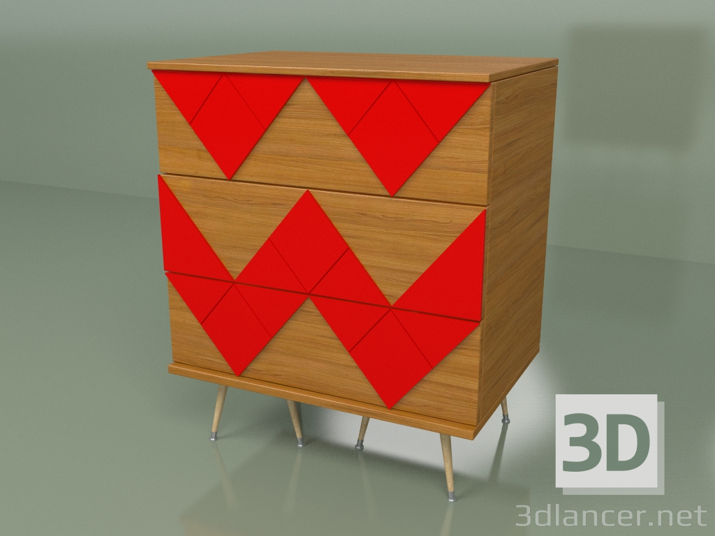 modèle 3D Commode Lady Woo avec motif de couleur (rouge) - preview
