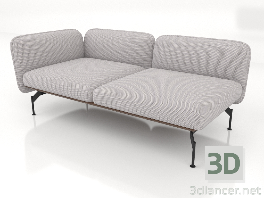 Modelo 3d Módulo de sofá de 2 lugares com apoio de braço à esquerda (estofamento em couro na parte externa) - preview
