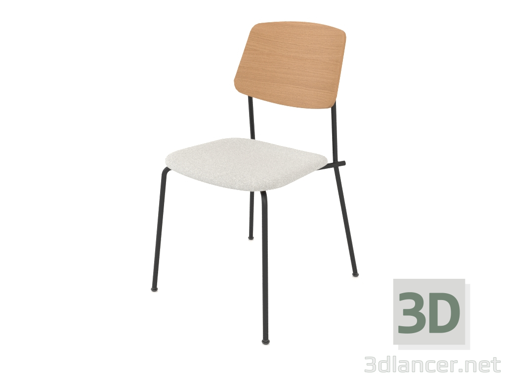 3D modeli Kontrplak sırtlı ve koltuk döşemeli sandalyeyi serbest bırakın h81 - önizleme