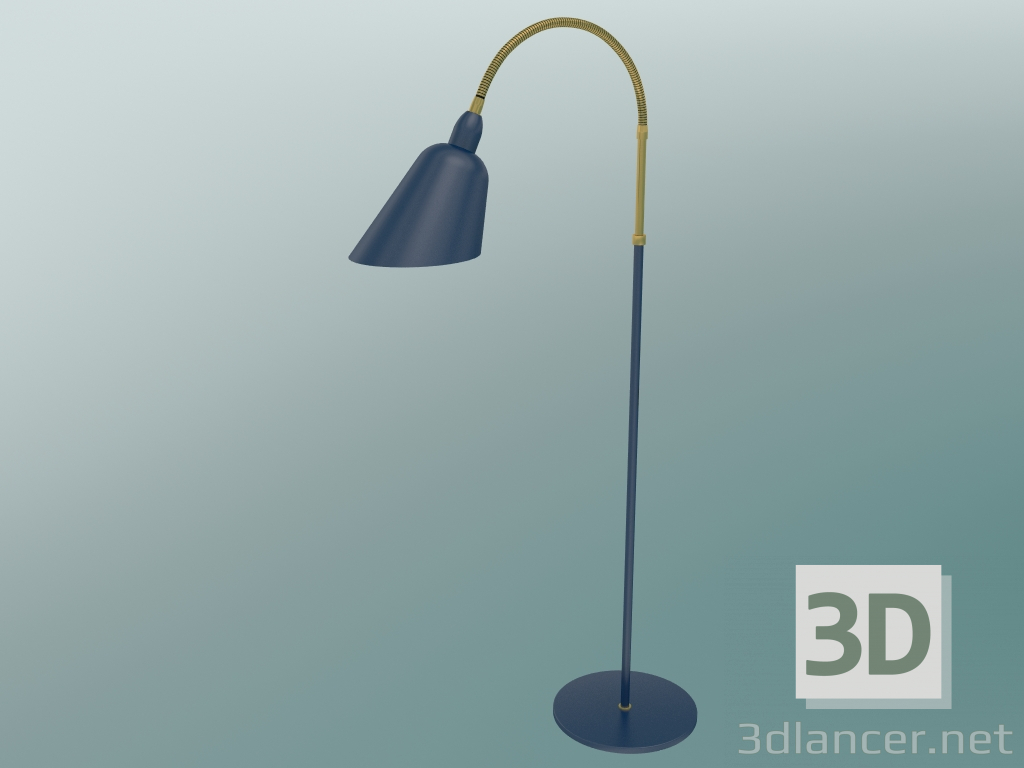 modello 3D Lampada da terra Bellevue (AJ7, Blu notte e ottone) - anteprima