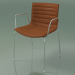 3d model Chair 0310 (4 legs with armrests and removable leather upholstery + cover with stripes, chrome) - preview