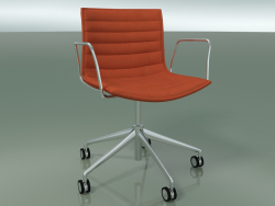 Sandalye 0319 (5 tekerlekli, kolçaklı, LU1, çizgili çıkarılabilir deri döşemeli)
