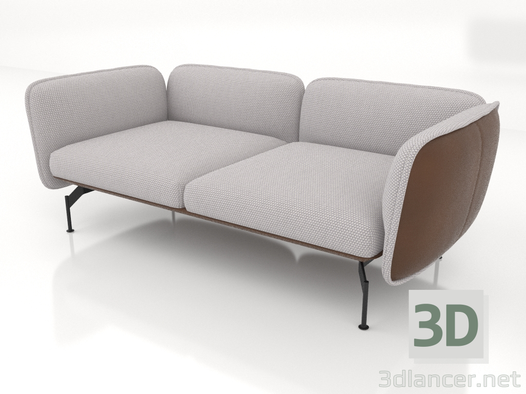 Modelo 3d Sofá de 2 lugares (estofamento em couro na parte externa) - preview