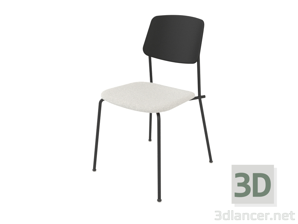 3d модель Стілець Unstrain з фанерною спинкою та обивкою сидіння h81 (чорна фанера) – превью
