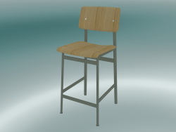 Chaise de bar Loft (65 cm, Chêne, Vert poussiéreux)