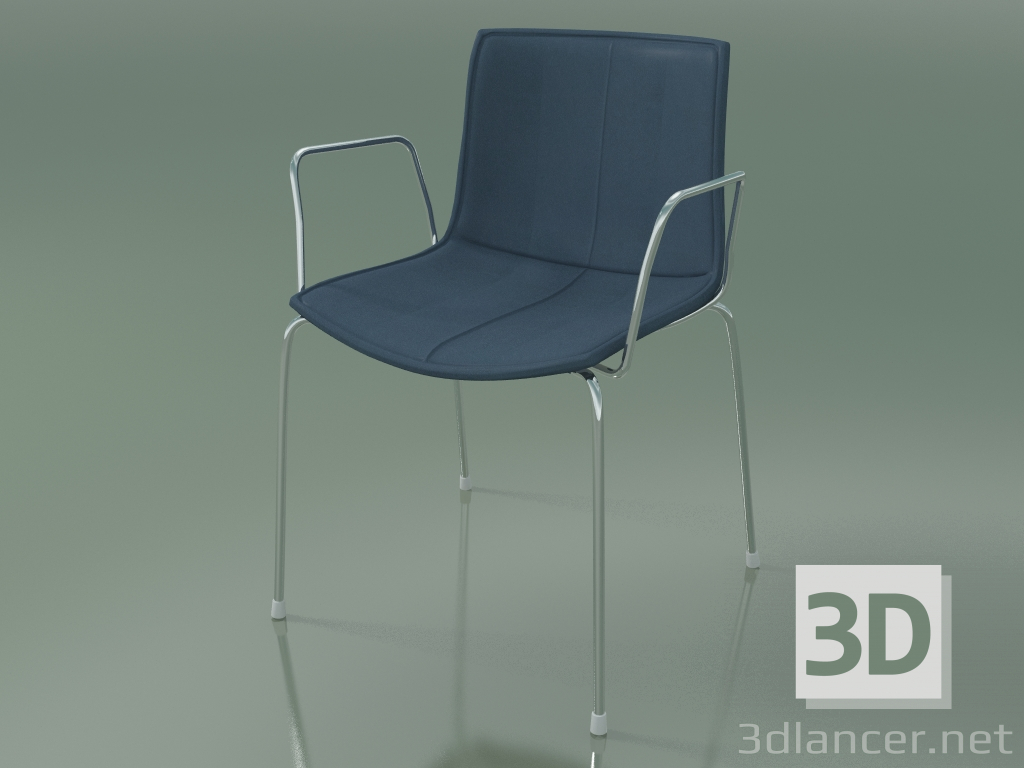 3d model Chair 0310 (4 legs with armrests and removable leather upholstery, cover 1, chrome) - preview