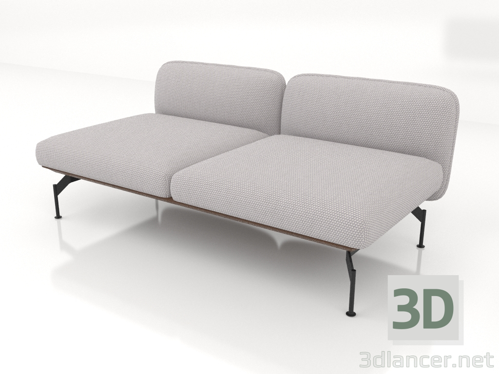 3d model Módulo sofá para 2 personas (tapizado exterior de piel) - vista previa
