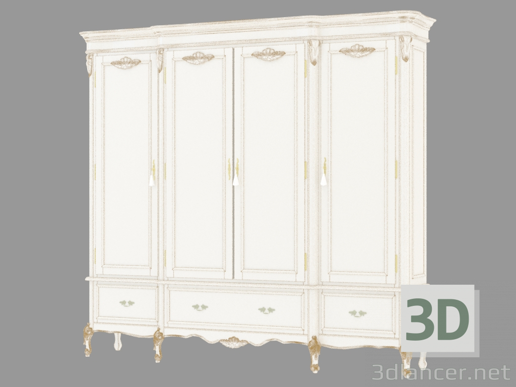 modèle 3D mur armoire BN8828 (blanc à patine dorée) - preview