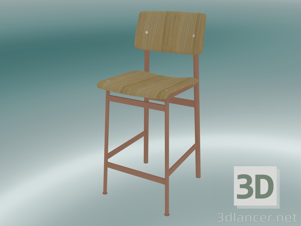 3d model Bar chair Loft (65 cm, Oak, Dusty Rose) - preview