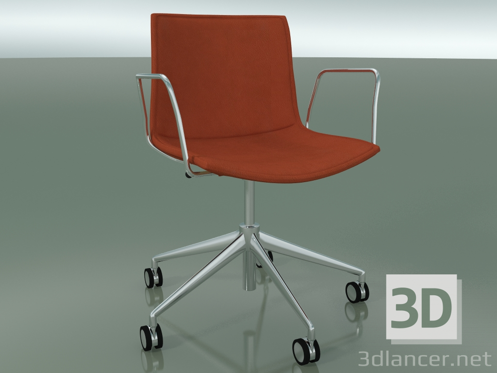 3D Modell Stuhl 0319 (5 Räder, mit Armlehnen, LU1, mit abnehmbarer Lederausstattung, Bezug 3) - Vorschau