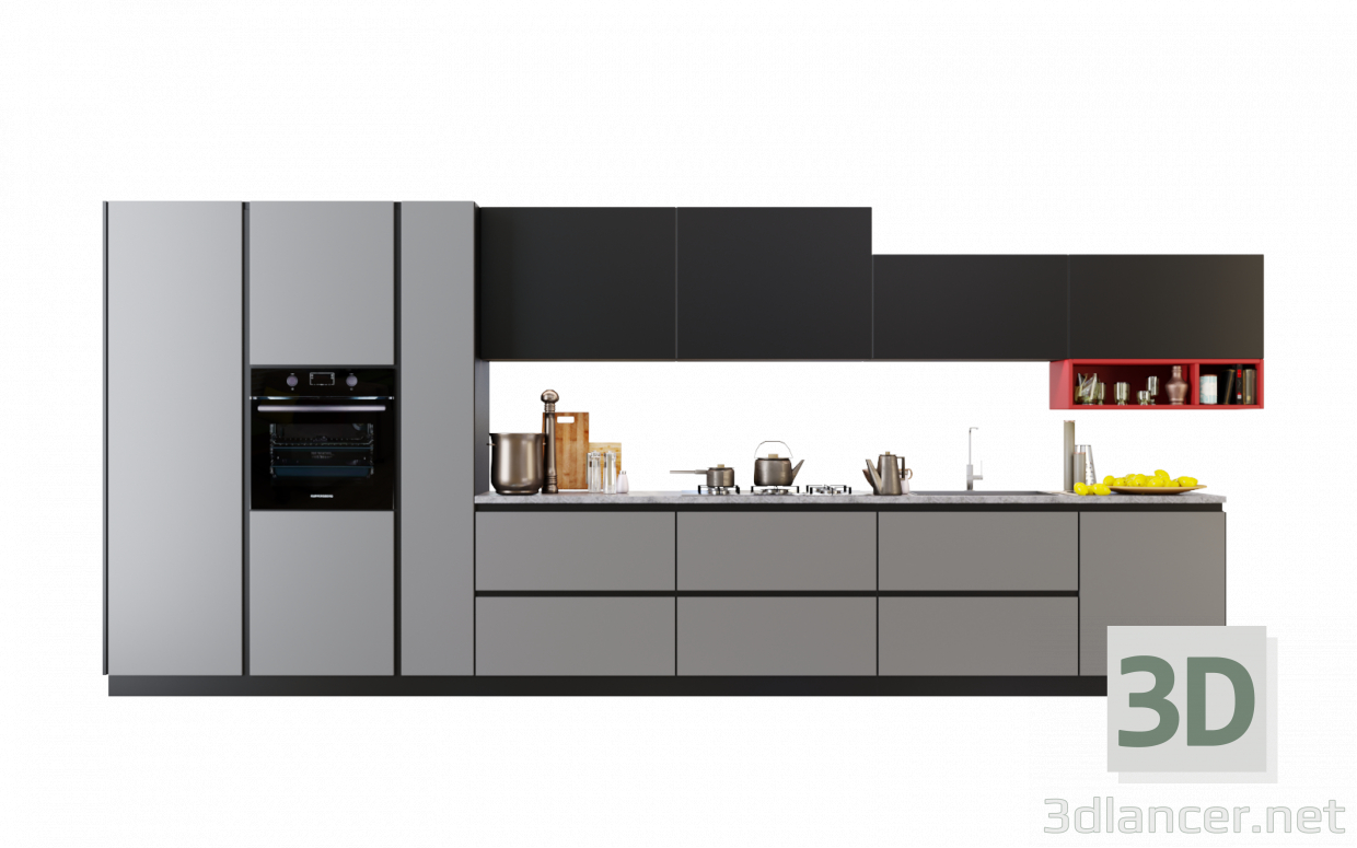 3d Kitchen set TIME 01 from the Italian factory ARREDO3 model buy - render
