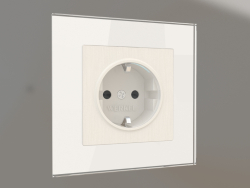 Socket with grounding, shutters and illumination (pearl grooved)