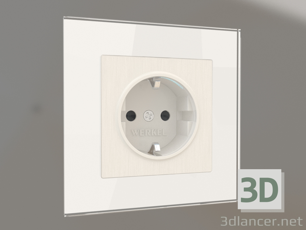 3d model Socket with grounding, shutters and illumination (pearl grooved) - preview