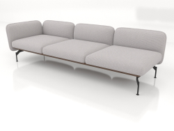 3-seater sofa module with armrest on the left (leather upholstery on the outside)