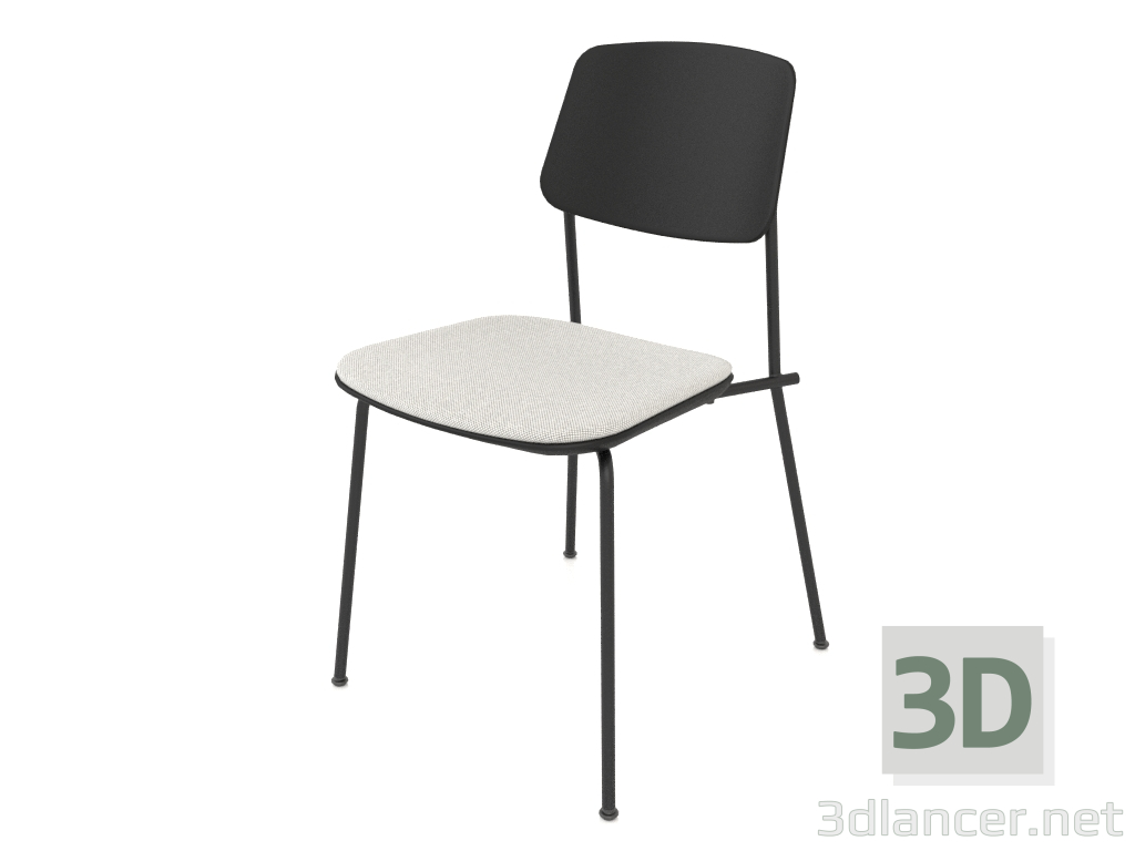 modello 3D Sedia Unstrain con schienale in multistrato e cuscino seduta h81 (compensato nero) - anteprima