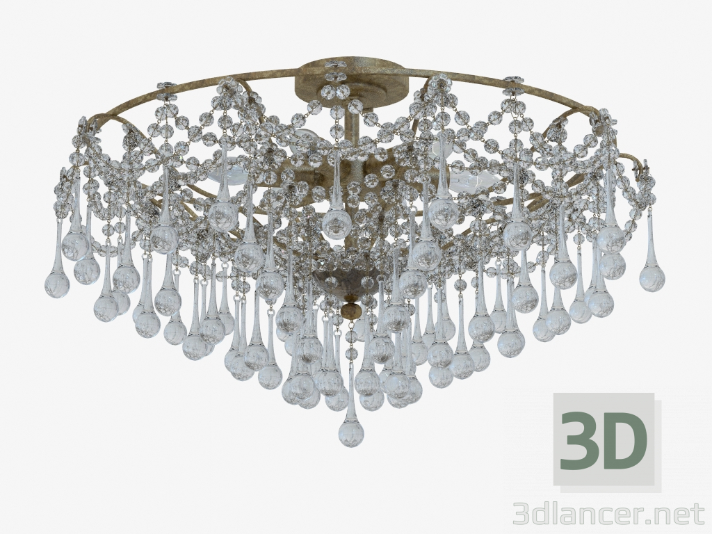 modello 3D luce di soffitto con una decorazione vetro (C110238 6B) - anteprima