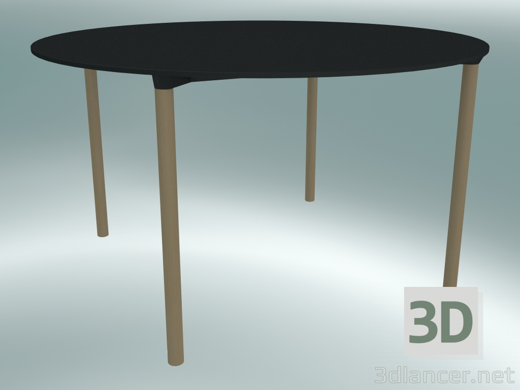 modello 3D Tavolo MONZA (9224-01 (Ø 129 cm), H 73 cm, HPL nero, alluminio, impiallacciato frassino naturale) - anteprima