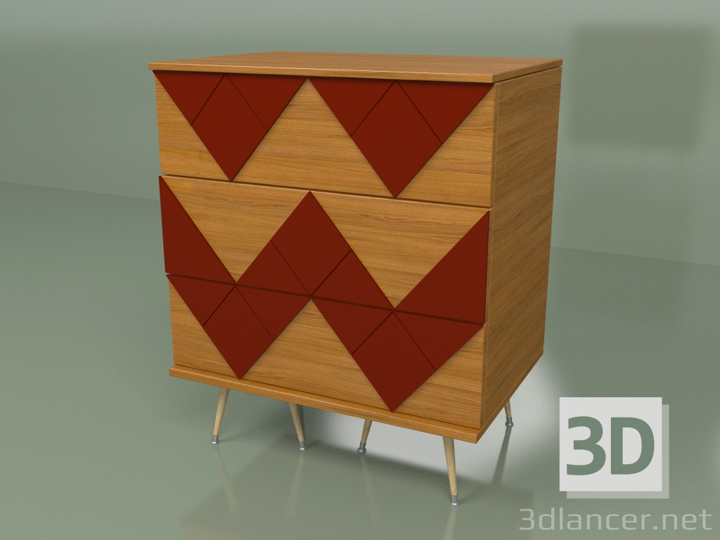 3d model Chest of drawers Lady Woo with a color pattern (burgundy) - preview