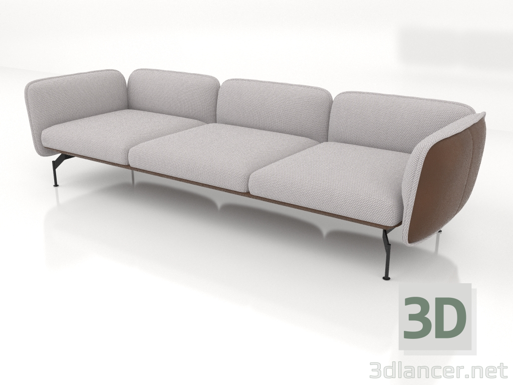 3d model 3-seater sofa (leather upholstery on the outside) - preview
