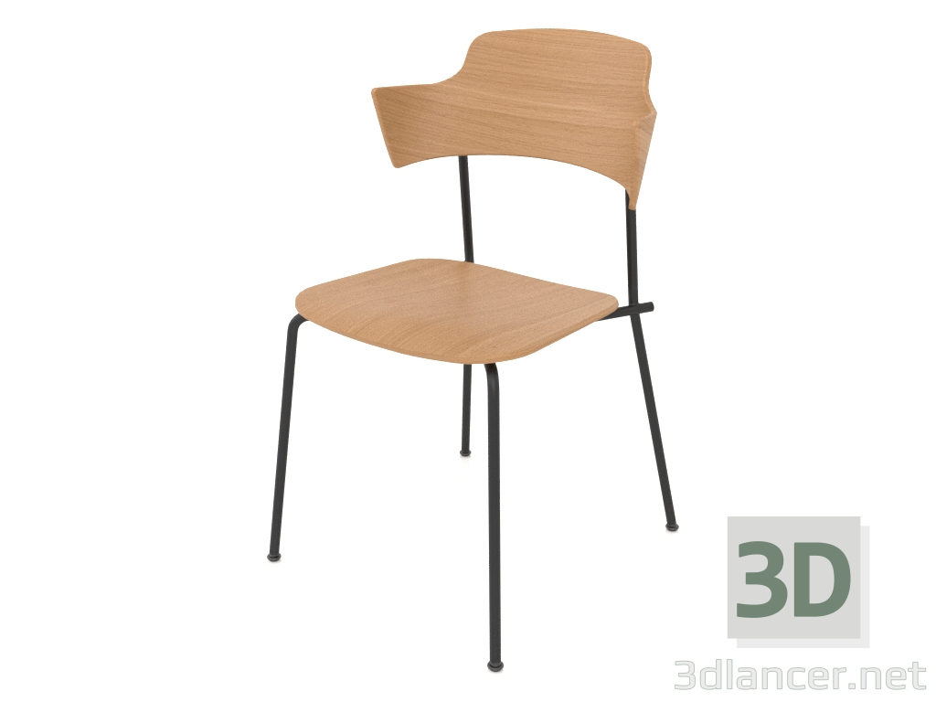 3D modeli Kontrplak sırtlı ve kolçaklı serbest sandalye h81 - önizleme