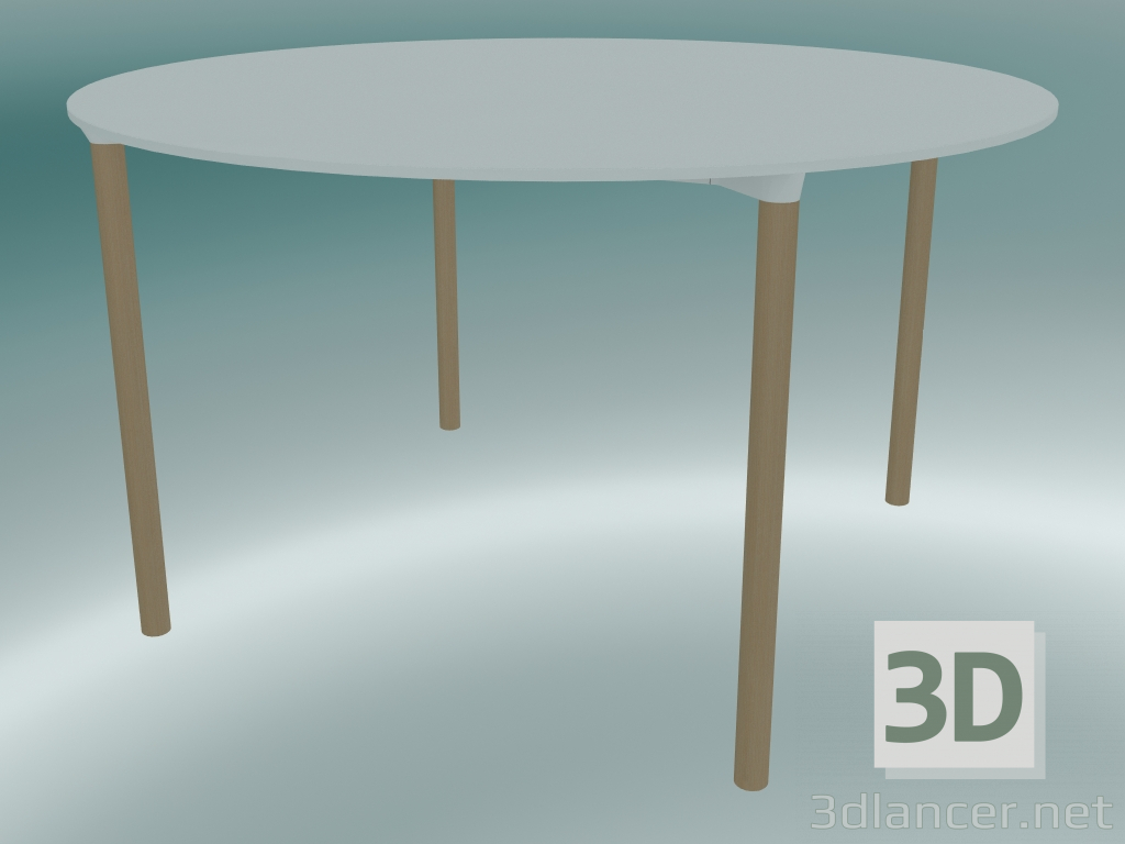 modèle 3D Table MONZA (9224-01 (Ø 129cm), H 73cm, blanc HPL, aluminium, plaqué frêne naturel) - preview