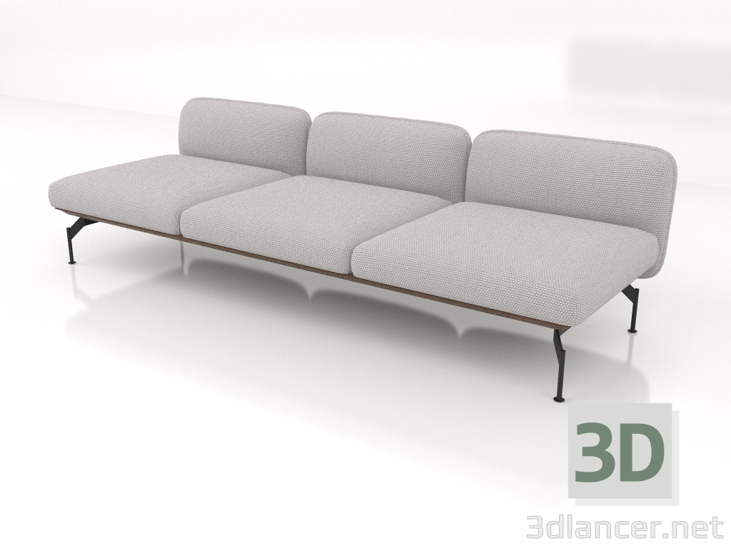 3d model 3-seater sofa module (leather upholstery on the outside) - preview