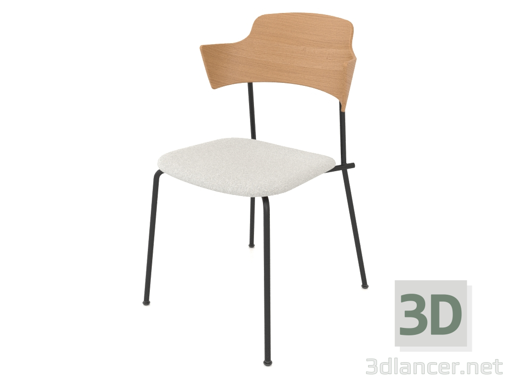 Modelo 3d Cadeira Unstrain com encosto em madeira compensada, apoios de braços e estofamento de assento h81 - preview