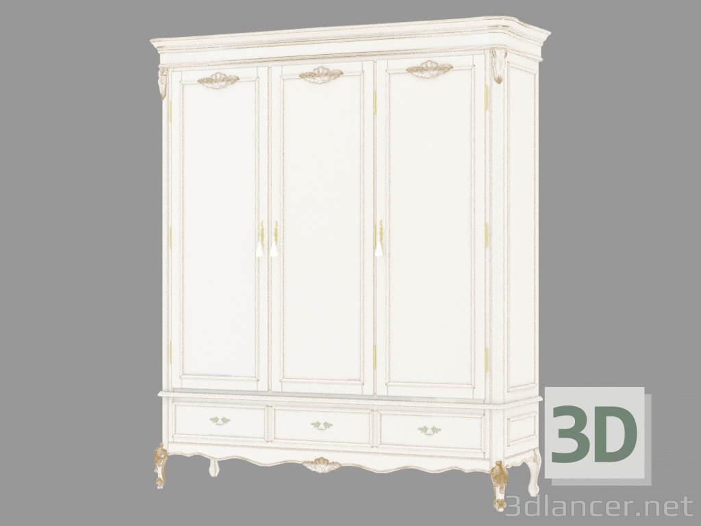 modèle 3D mur armoire BN8829 (blanc à patine dorée) - preview