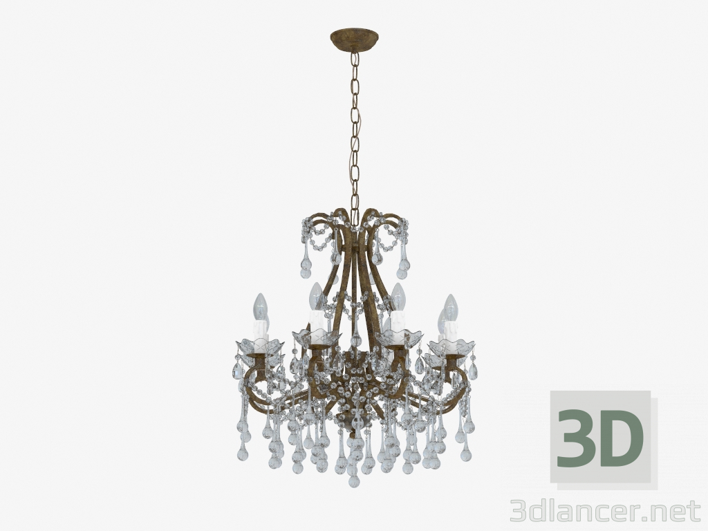 modello 3D lampadario decorato in vetro (S110238 8) - anteprima