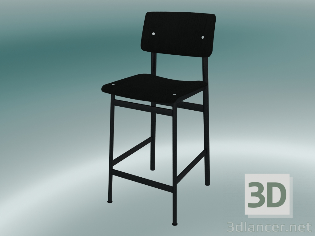 3 डी मॉडल बार कुर्सी मचान (65 सेमी, काला) - पूर्वावलोकन