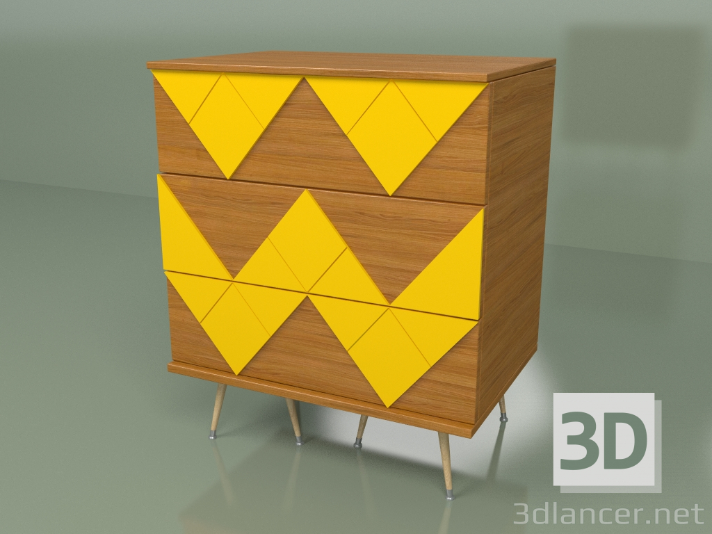 modèle 3D Commode Lady Woo avec motif de couleur (jaune moutarde) - preview