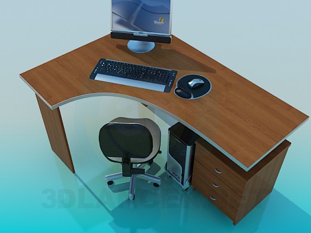 3d модель Угловой компьютерный стол – превью 3d модель Угловой компьютерный стол – превью