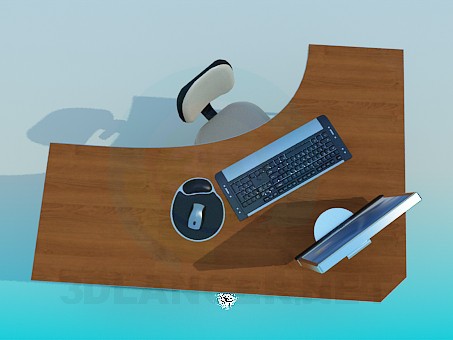 3d модель Угловой компьютерный стол – превью 3d модель Угловой компьютерный стол – превью