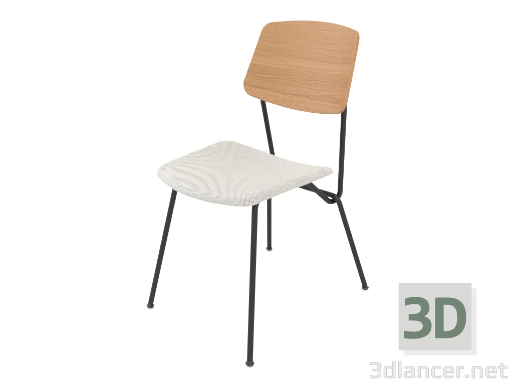 modèle 3D Chaise Strain avec dossier en contreplaqué et assise souple h81 - preview